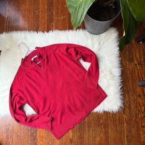 Red Quarter Zip Sweater Waist Cut